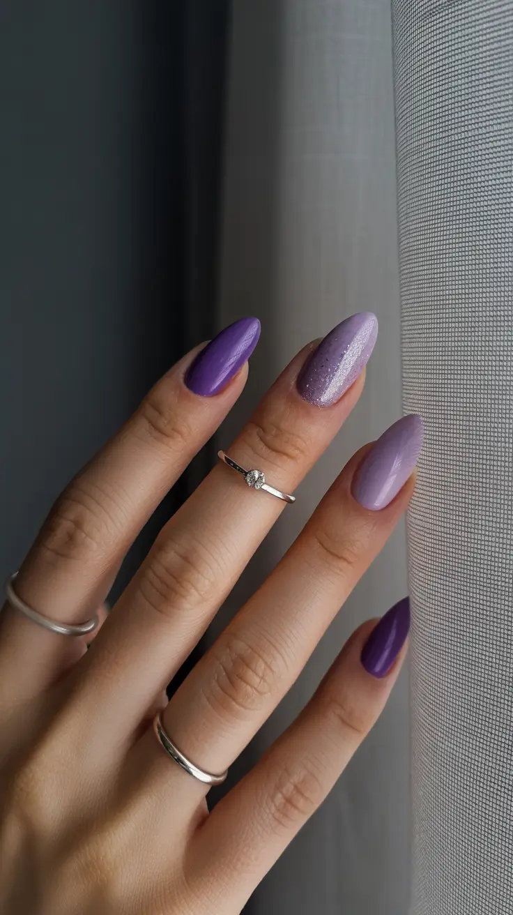 Trendy Winter Nail Colors 2025–2026 Lavender Gradient Glow