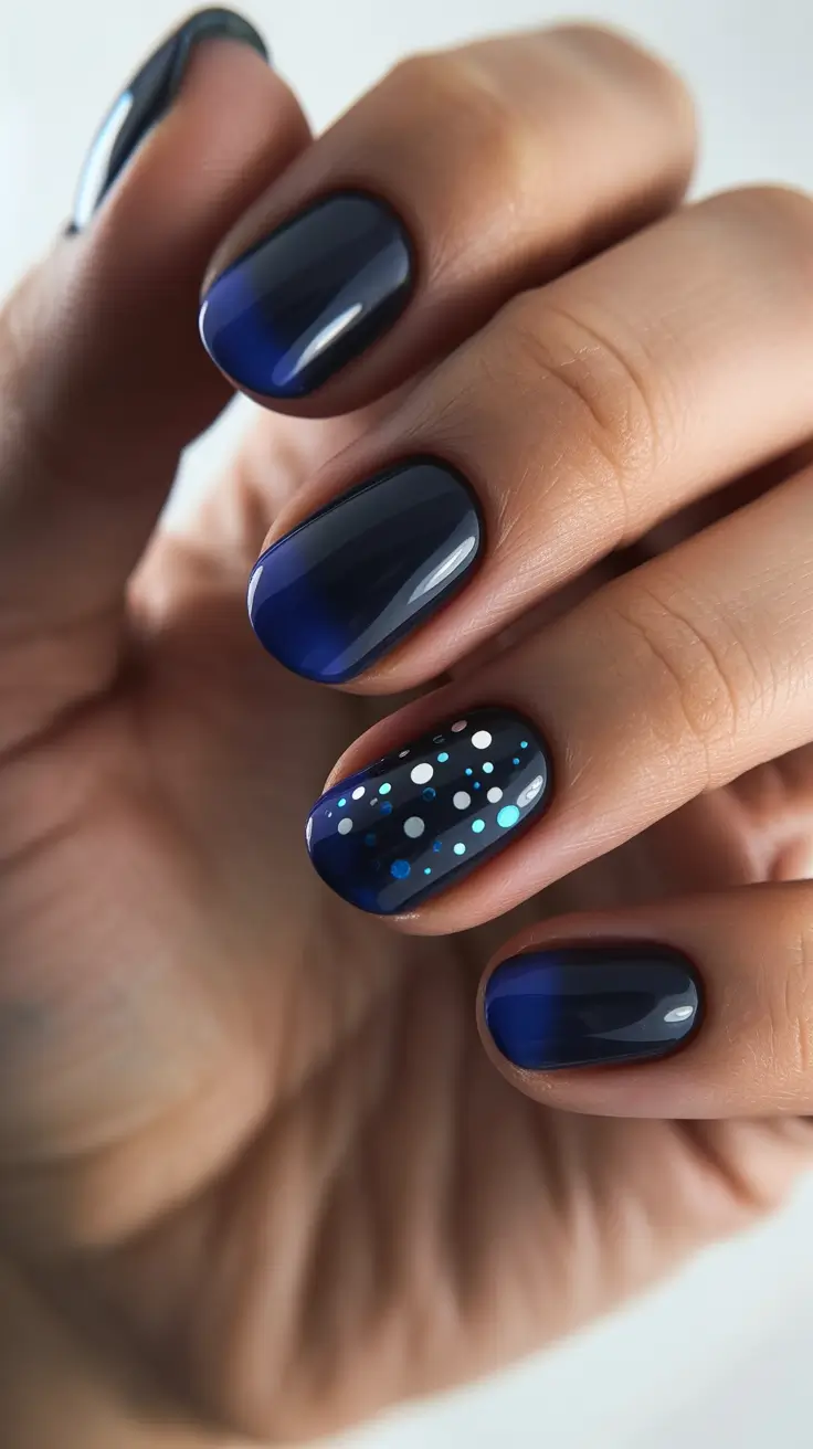 Trendy Winter Nail Colors 2025–2026 Midnight Frost Ombre