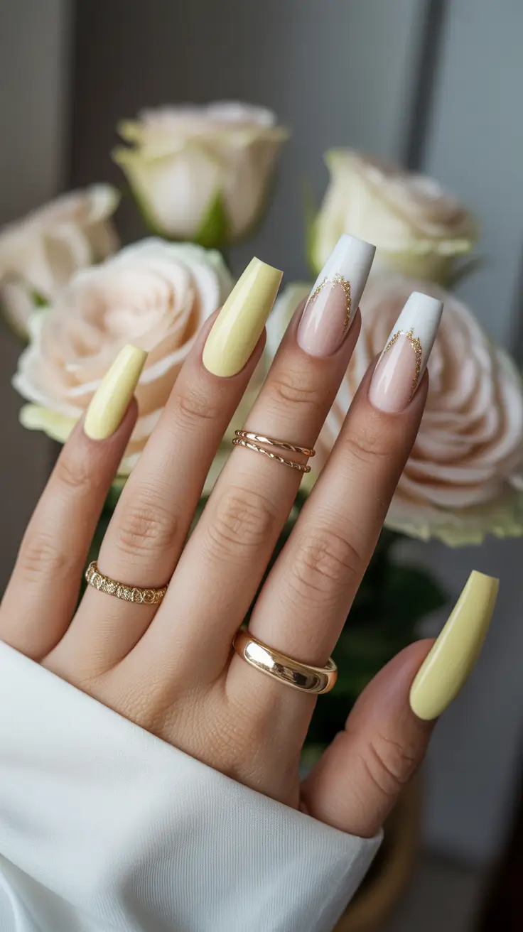 Trendy Winter Nail Colors 2025–2026 Golden Lemon French Glow