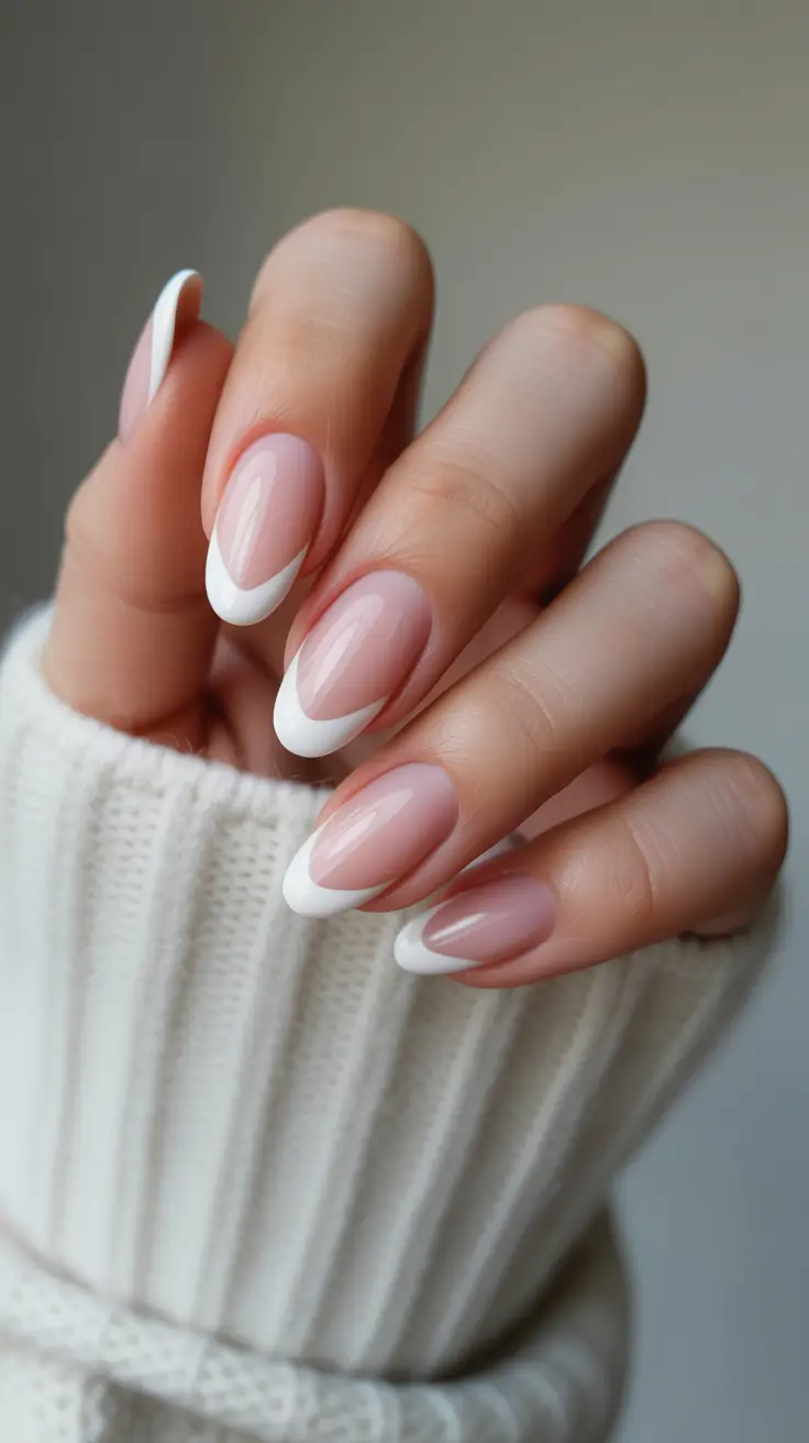 Trendy Winter Nail Designs & Colors 2025–2026 French Frost Classic