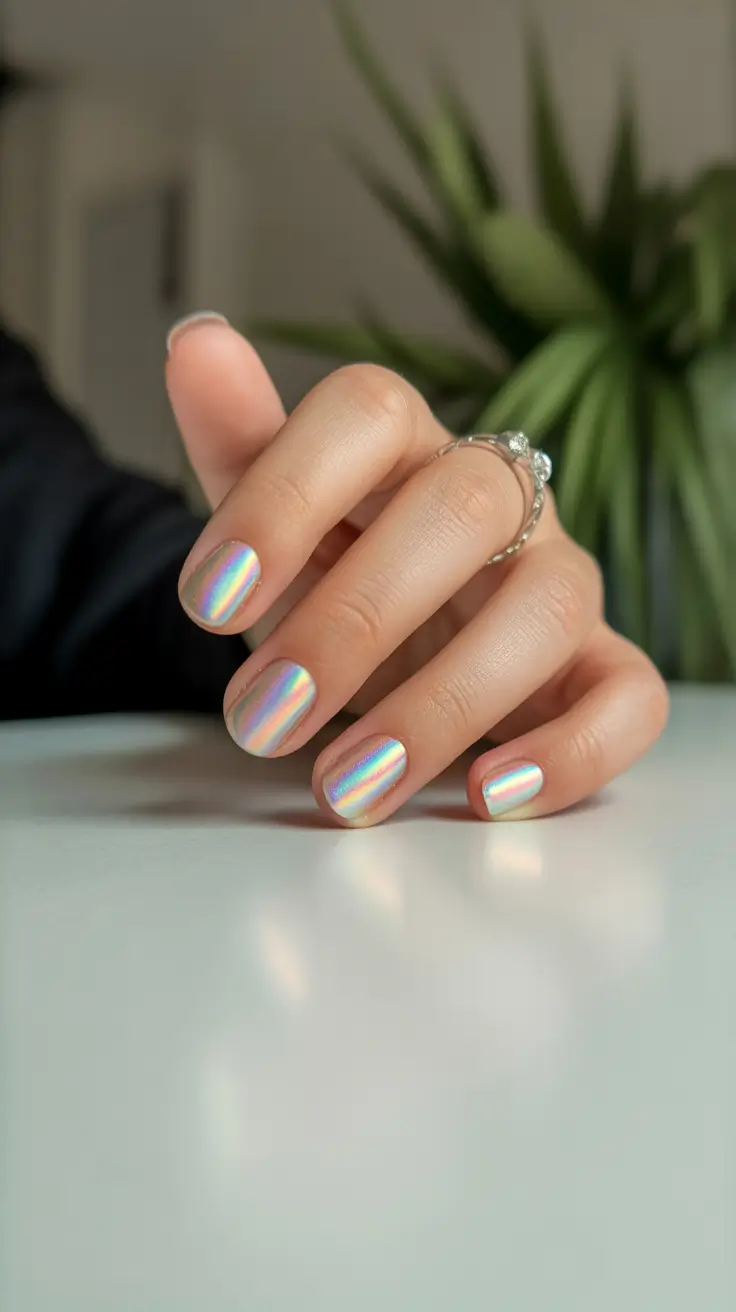 Trendy Winter Nail Designs & Colors 2025–2026 Holographic Frost