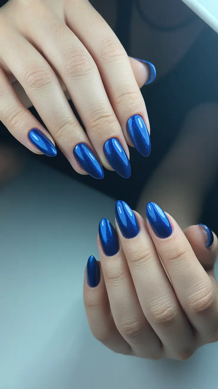 Trendy Winter Nail Designs & Colors 2025–2026 Midnight Blue Magic