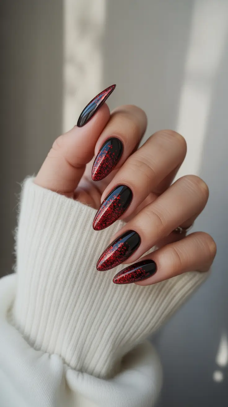 Trendy Winter Nail Designs & Colors 2025–2026 Crimson Sparkle Drama