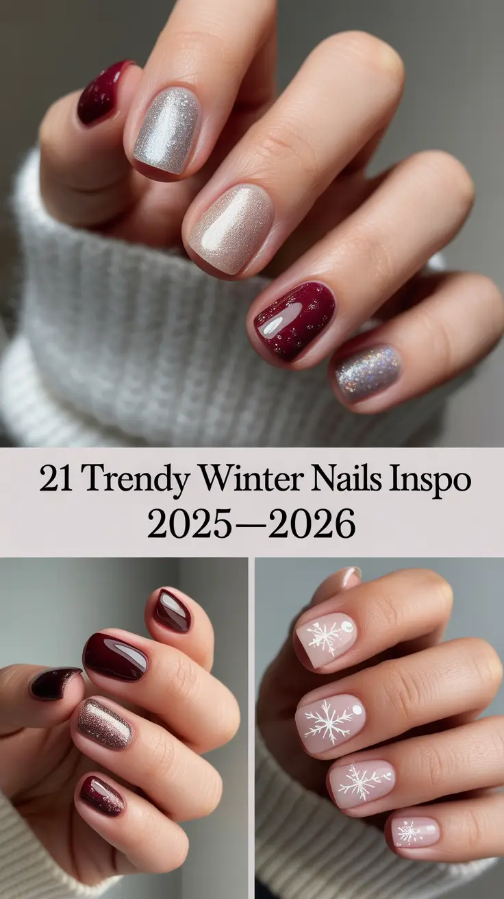 Trendy Winter Nails Inspo 2025–2026: Cute Blue, Red & White Designs for Every Style