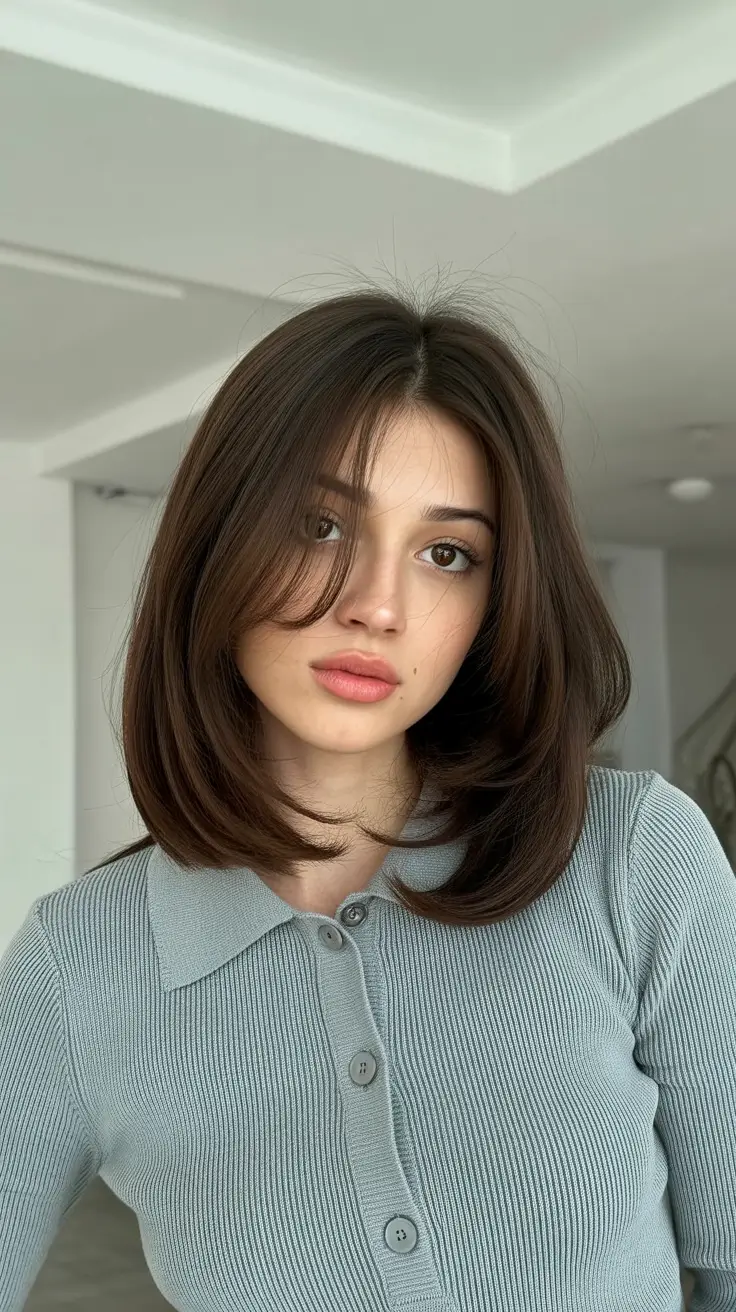 dark winter hair color ideas brunette layered cut