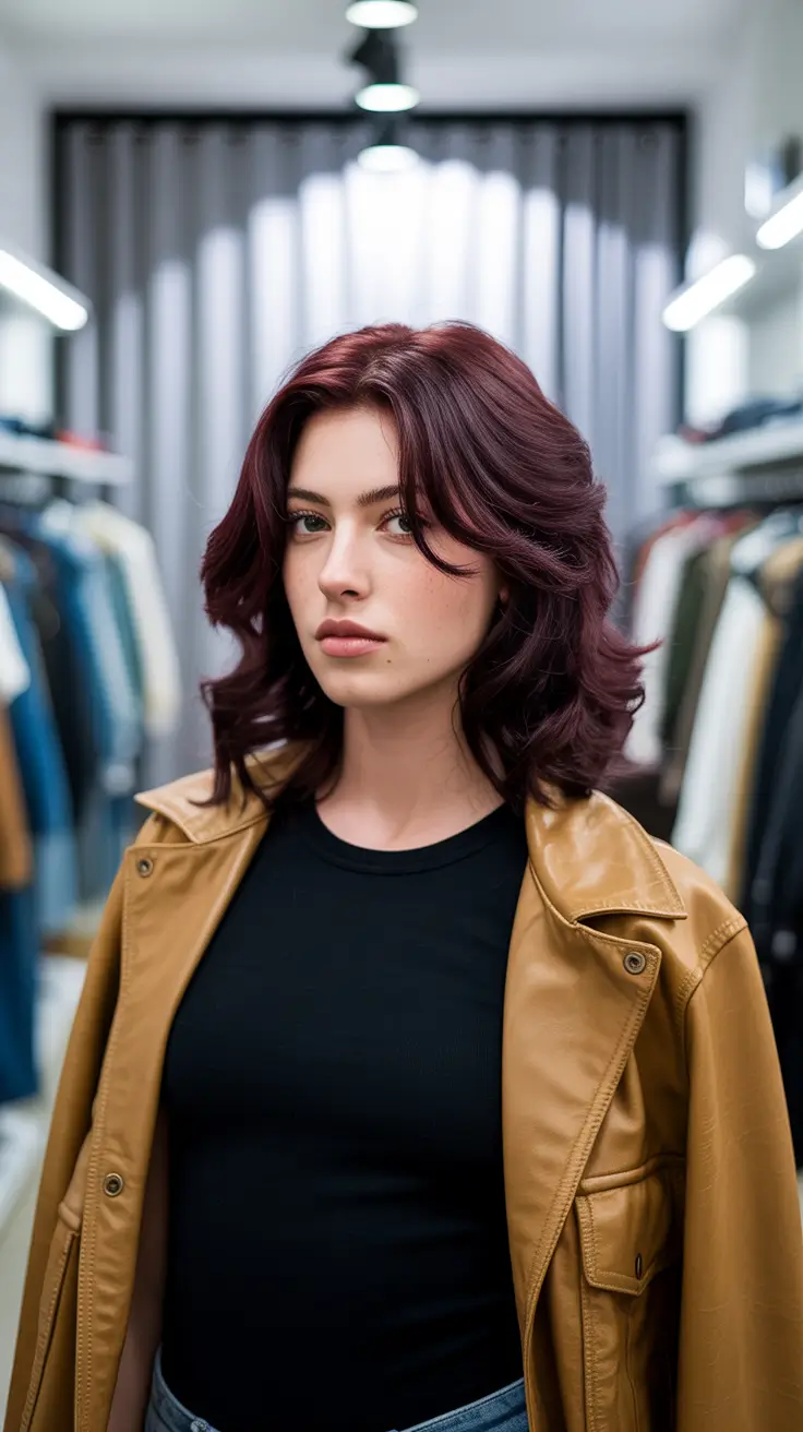 dark winter hair colors burgundy layers