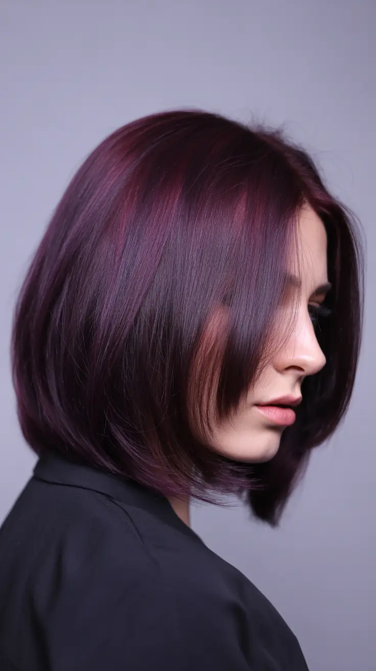 dark winter hair colors 2025 purple bob