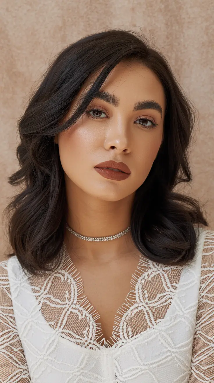 dark winter hair color chocolate brown lob