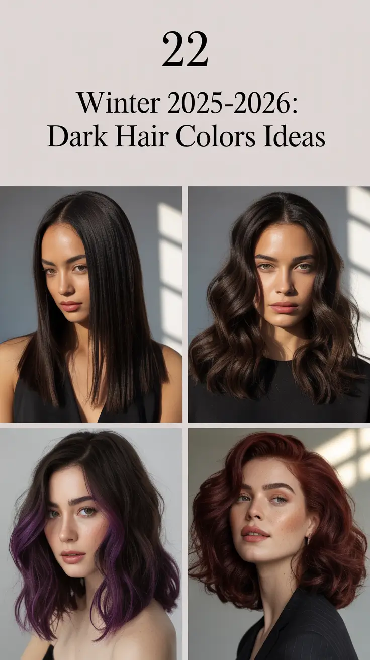 Winter 2025–2026: Dark Hair Colors Ideas for Brunettes, Balayage & More