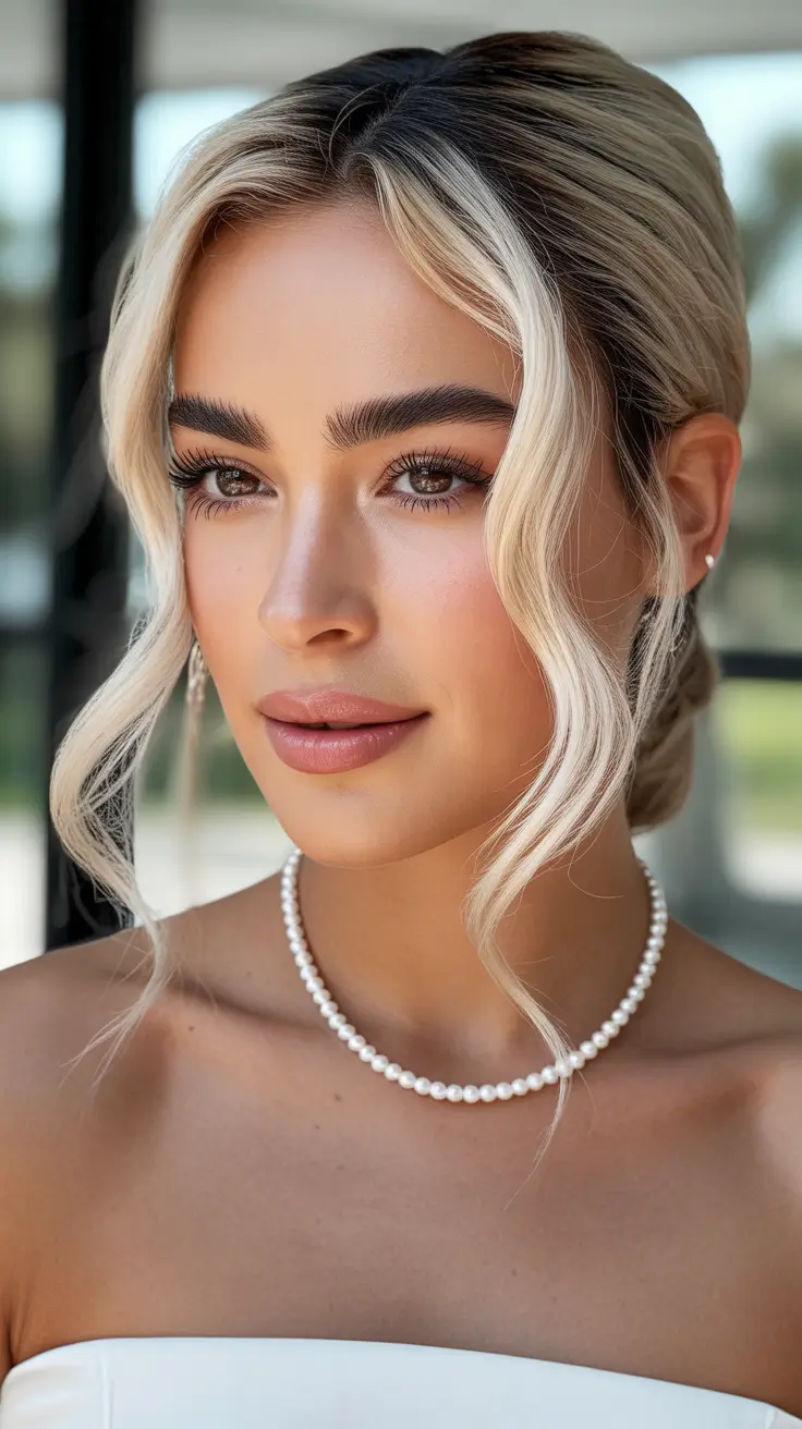 winter wedding hairstyles black women Pearl-Kissed Bridal Elegance