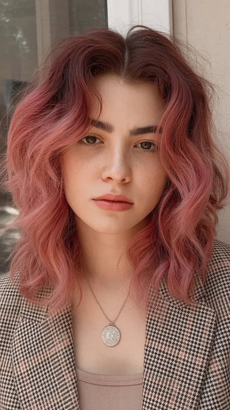 medium length haircut winter color Dusty Rose Volume Cut