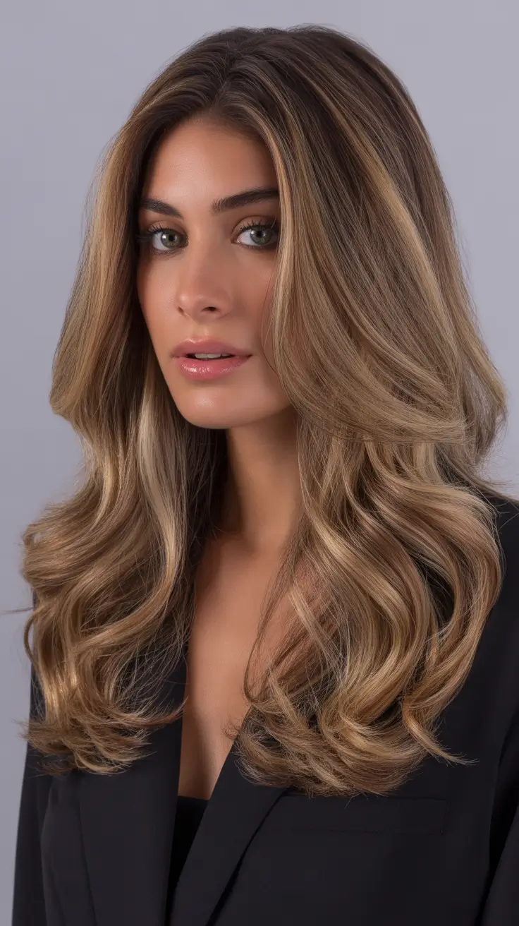 winter haircut and color Butter Bronde Waves