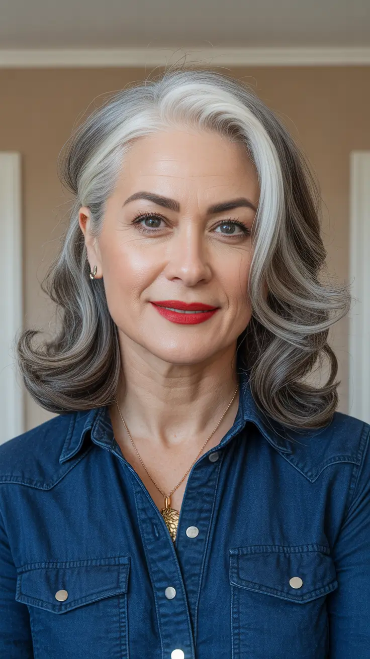 modern hair trends 2026 Silver-Gray Glamour with Vintage Waves