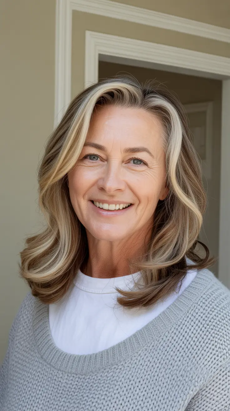 haircuts-women-over-50-fine-hair-Blended-Highlights-with-Effortless-Bounce
