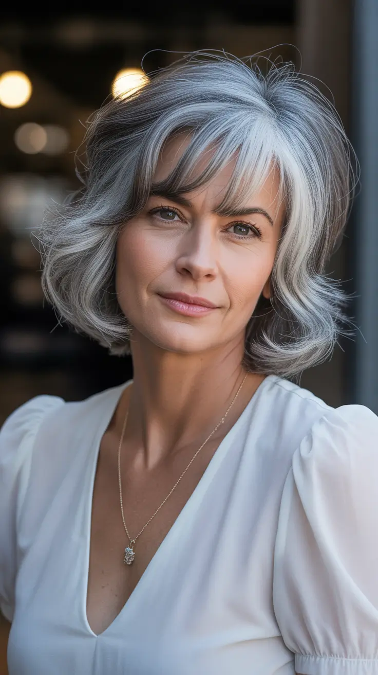 haircuts-women-over-50-with-bangs-Modern-Gray-Bob-with-Curtain-Bangs