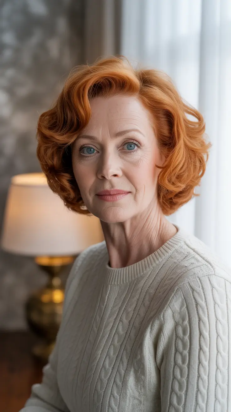 winter haircuts for women over 60 Soft Ginger Curls