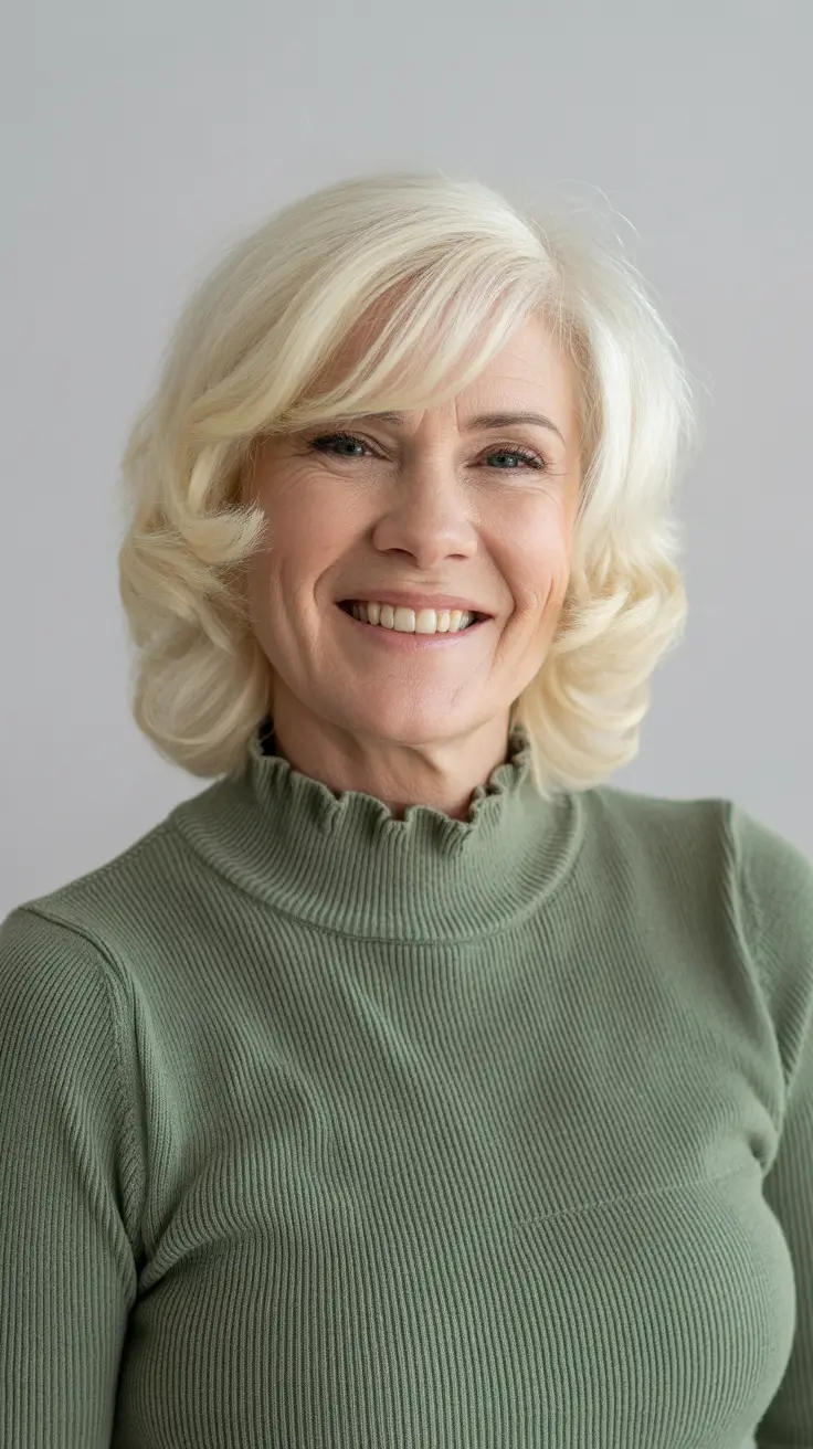 short trendy haircuts for women over 60 Soft Platinum Curls