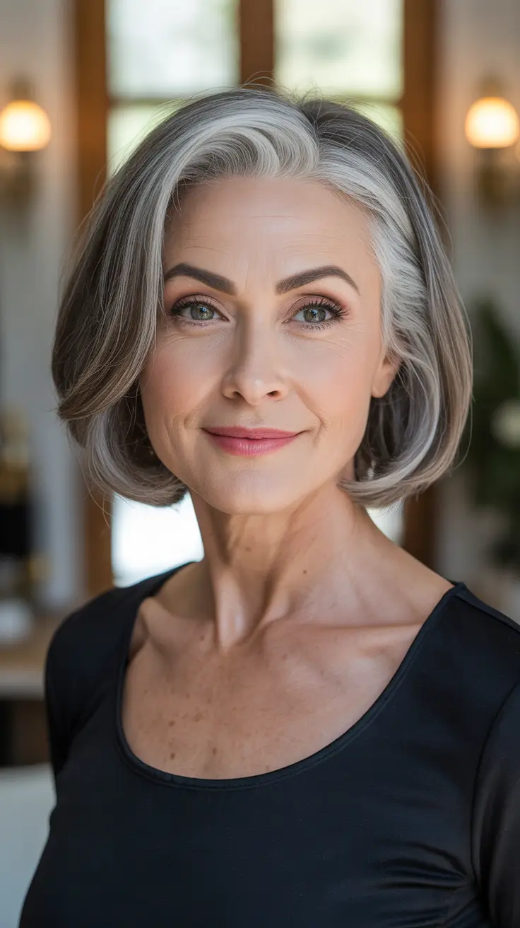 haircuts women over 60 grey hair Silver Grace Bob