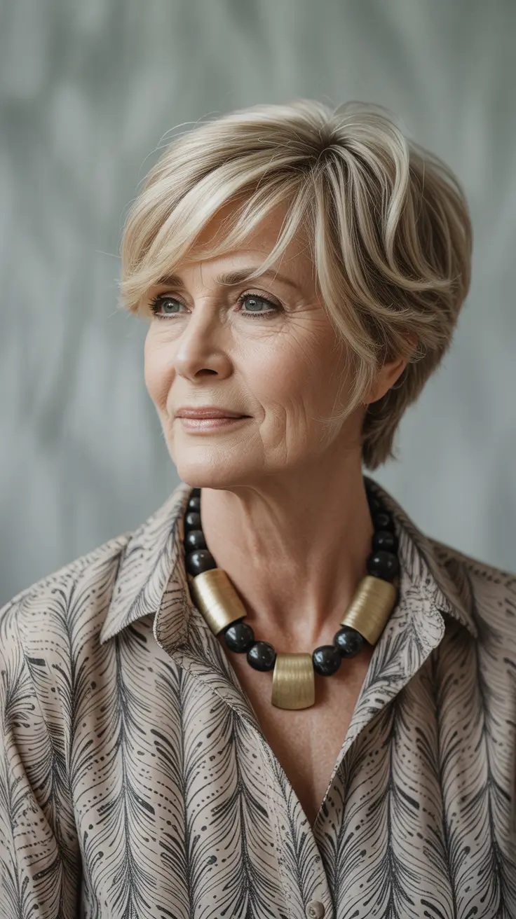 haircuts women over 60 fine hair Soft Beige Pixie