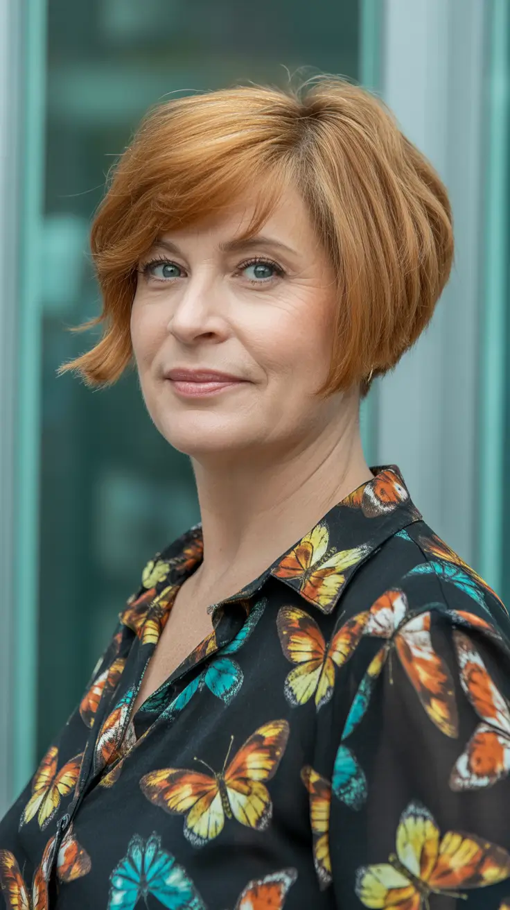 haircuts women over 60 layered bobs Modern Auburn Bob