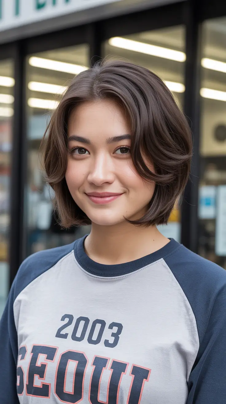 winter 2026 haircut round face Rounded Bob with Volume and Shine
