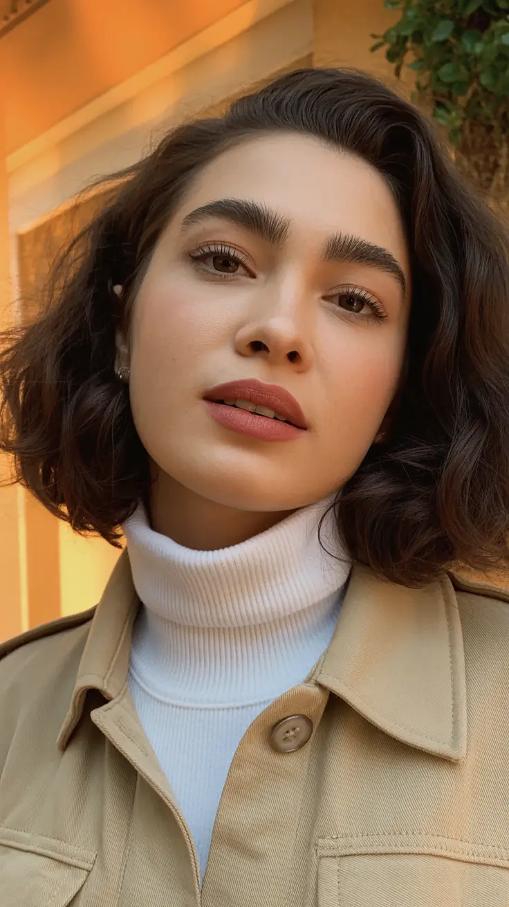 winter 2026 haircut round face Classic Chin-Length Bob with Side Volume