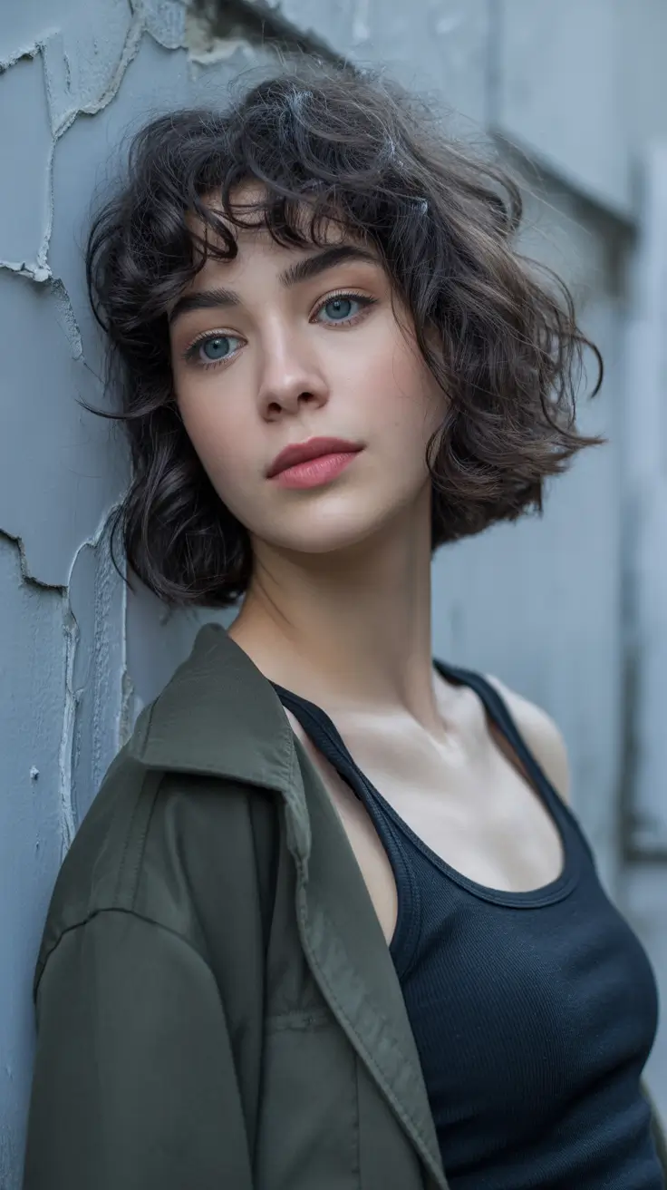 winter haircuts for round faces Curly Shag Revival