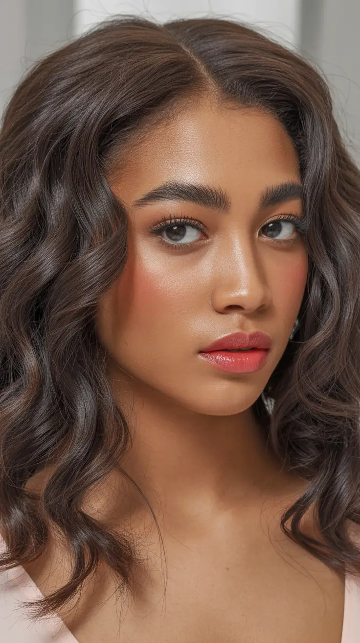 winter hairstyles for black women weave Classic Medium Curls with Gloss Finish