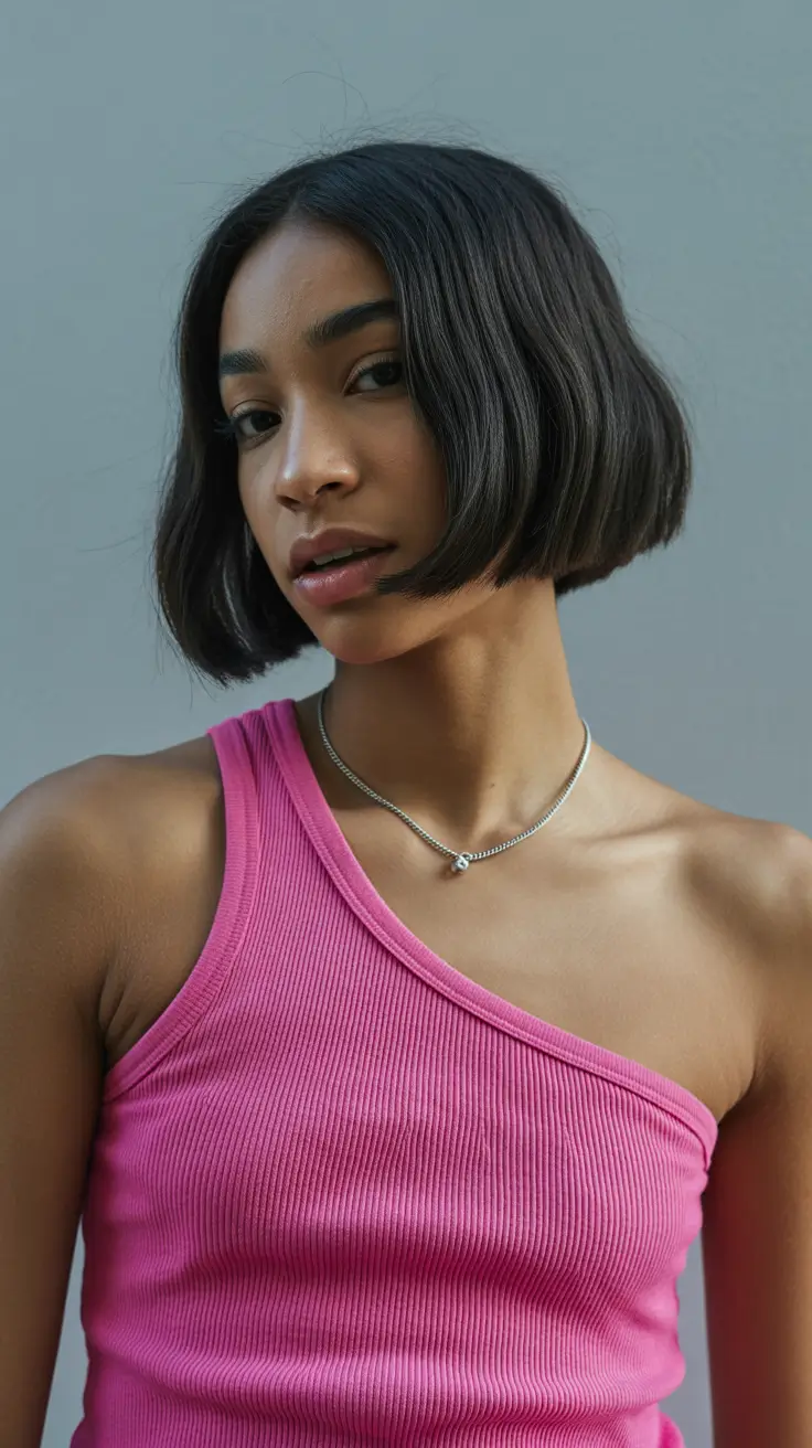 winter hairstyles for black women natural hair straight Modern Chin-Length Bob