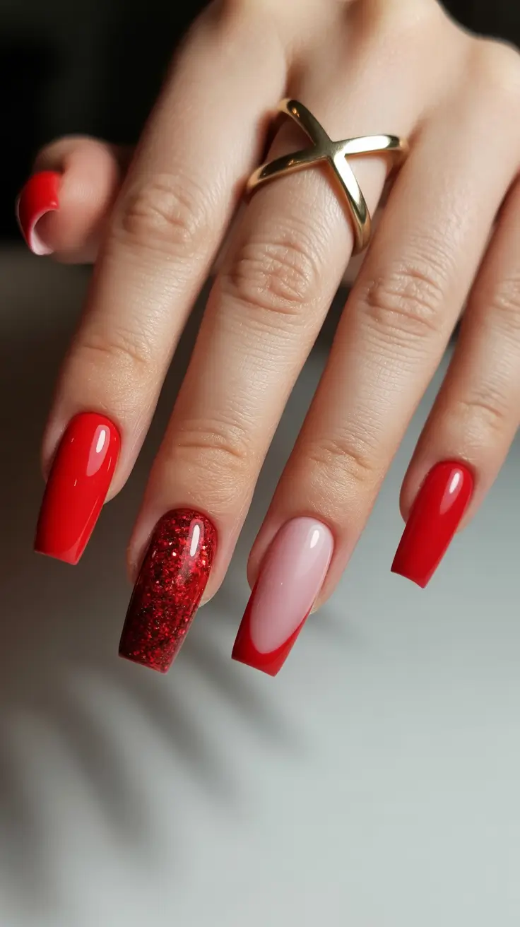 winter nails ideas 2025 Red Velvet French