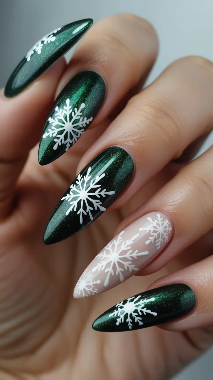 winter nails ideas 2025 Emerald Frost