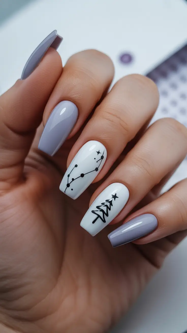 winter nails ideas 2025 Constellation Serenity in Ice Blue