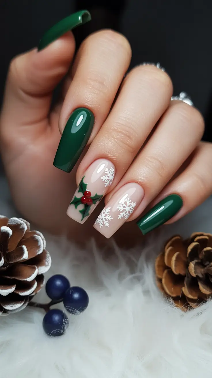 winter nails ideas 2025 Evergreen Glamour