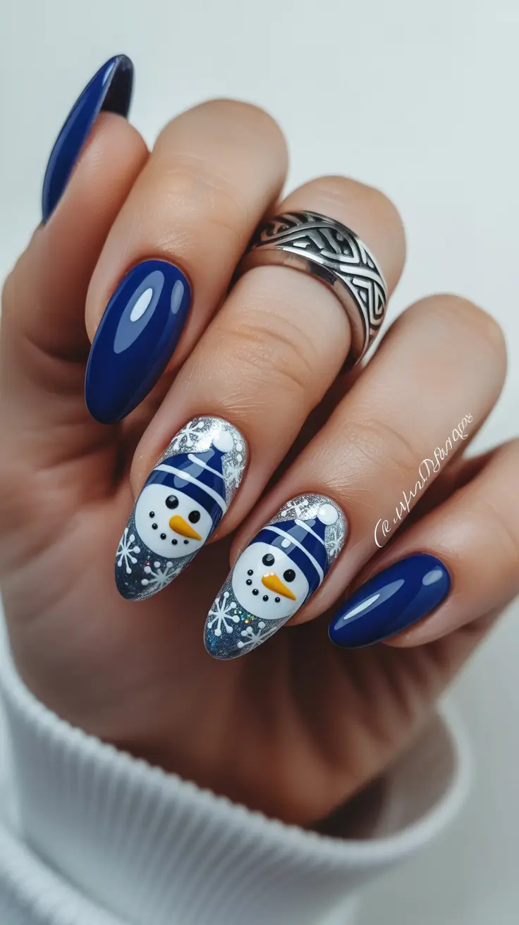 winter nails ideas 2025 Frosty Snowman Fun
