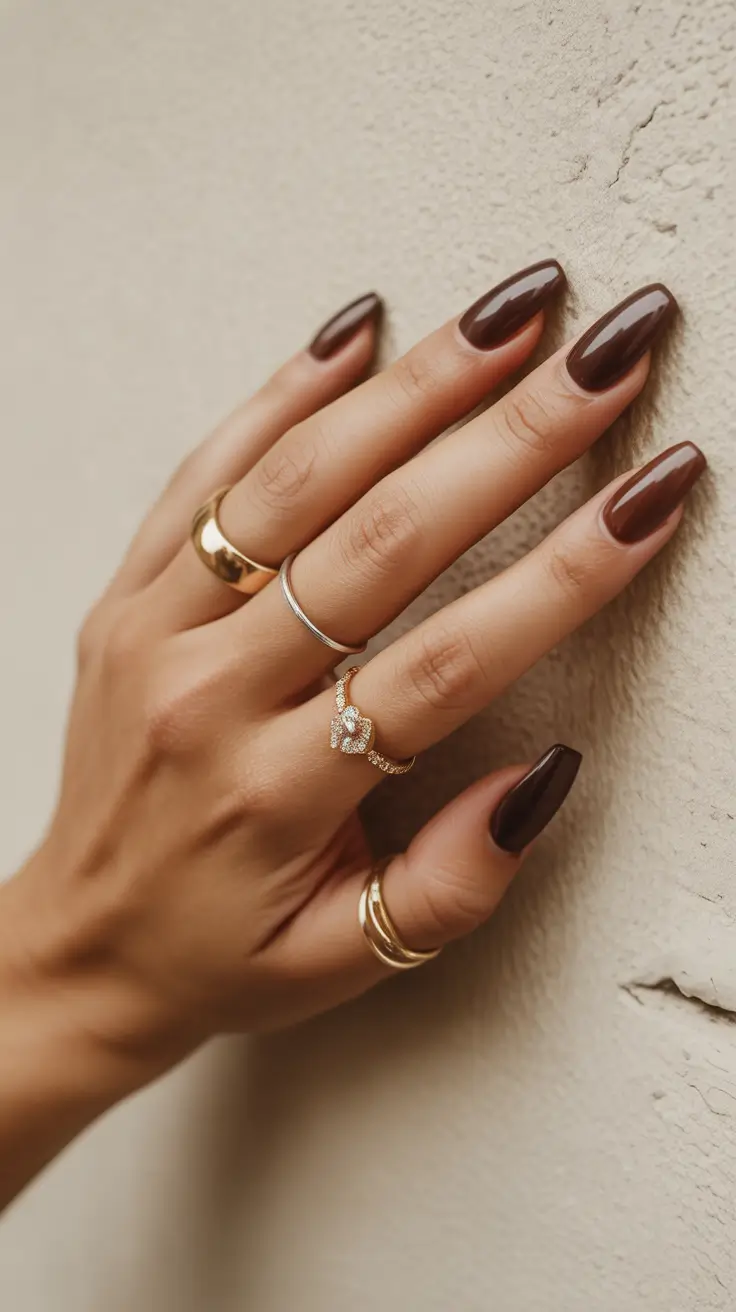 winter gel nails 2025–2026 Espresso Elegance