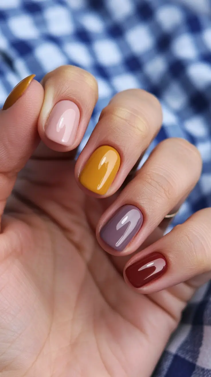 winter gel nails 2025–2026 Warm Multicolor Harmony