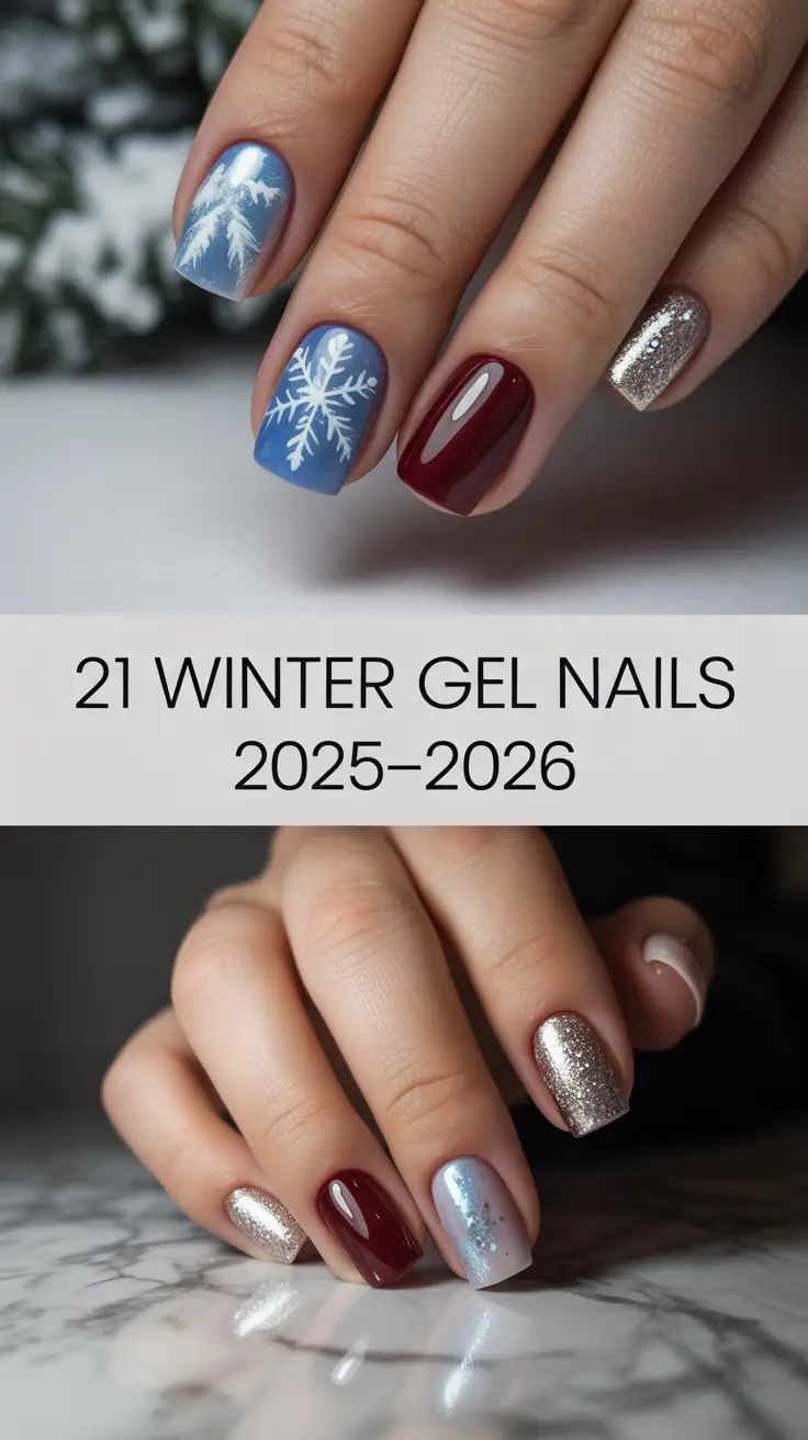Winter Gel Nails 2025–2026: Classy, Cute & Easy Ideas for Short Almond Designs