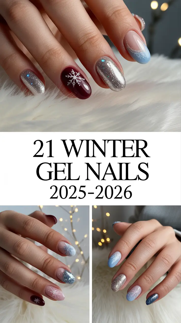 Winter Gel Nails 2025–2026: Classy, Cute & Easy Ideas for Short Almond Designs
