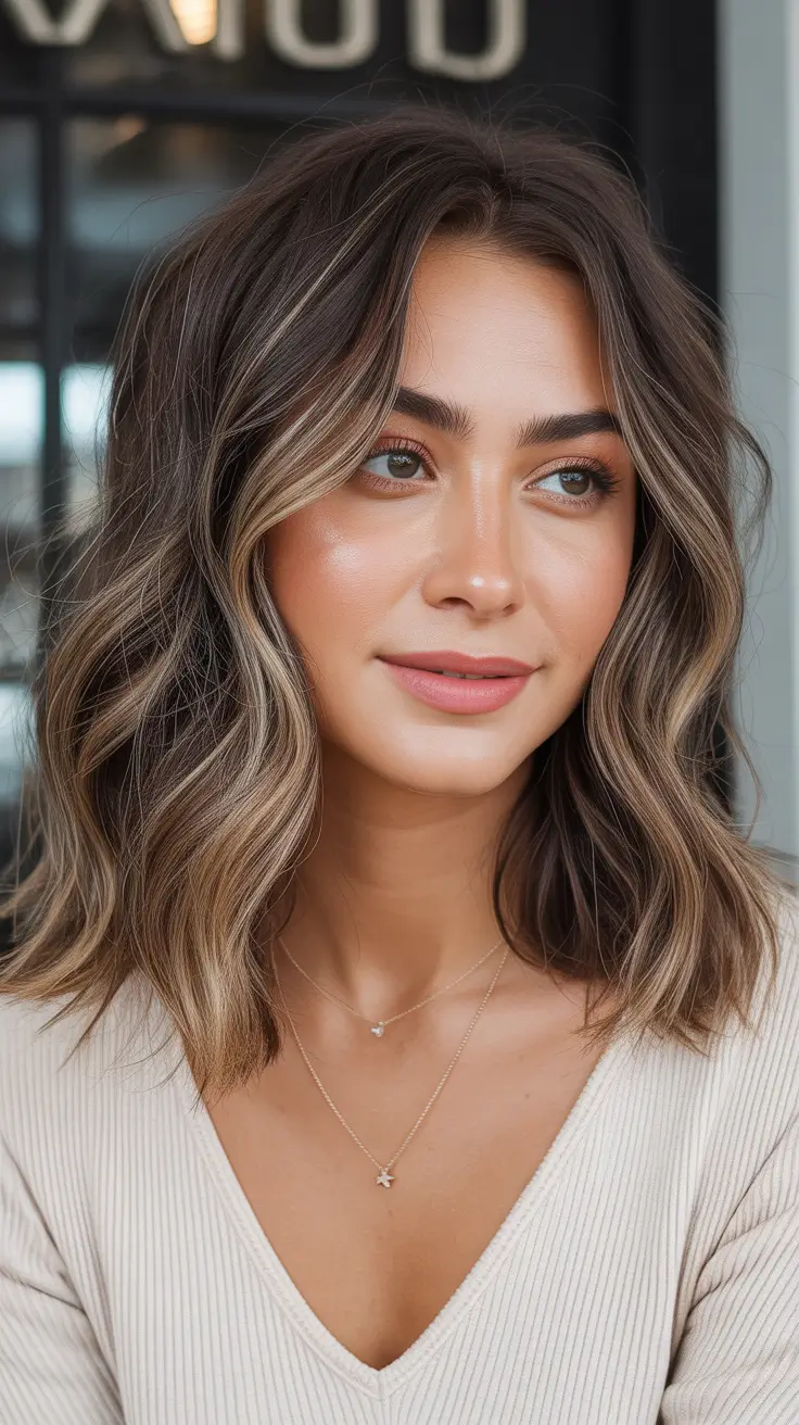 Balayage Hair Color Ideas 2026 Soft Brunette Balayage Waves