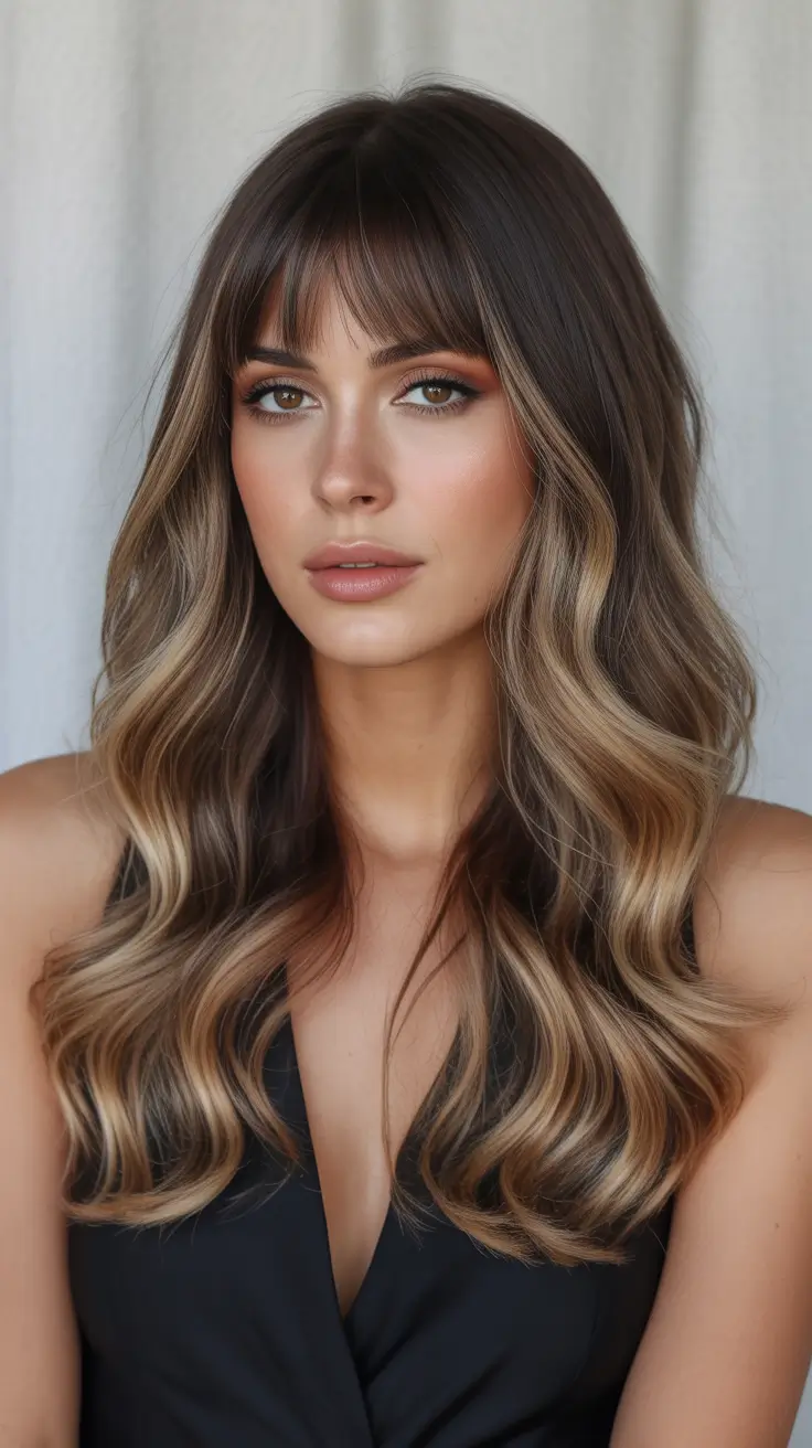 Balayage Hair Color Ideas 2026 Golden Balayage for Brunettes with Layers