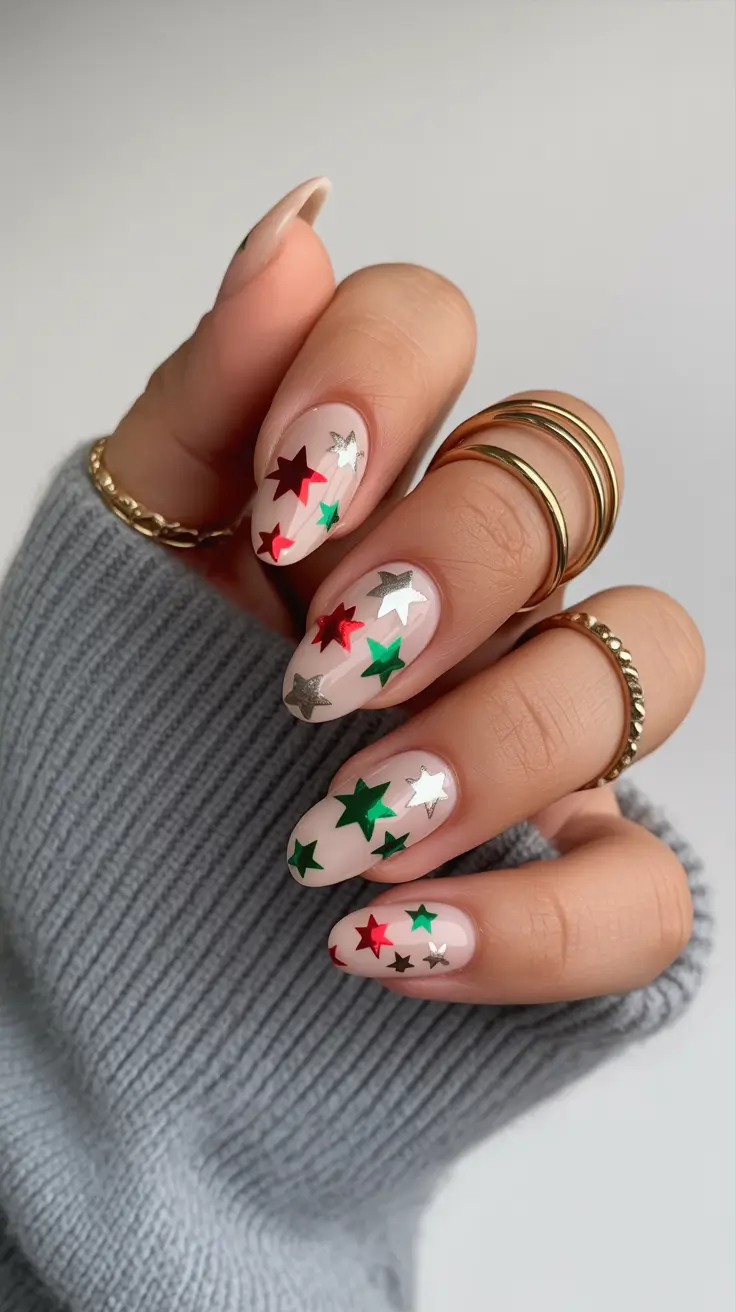 christmas nail designs 2025 Festive Starfall Magic