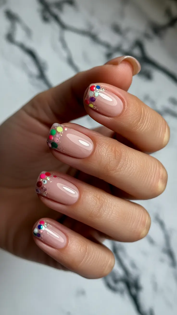 christmas nail designs 2025 Colorful Bauble Tips