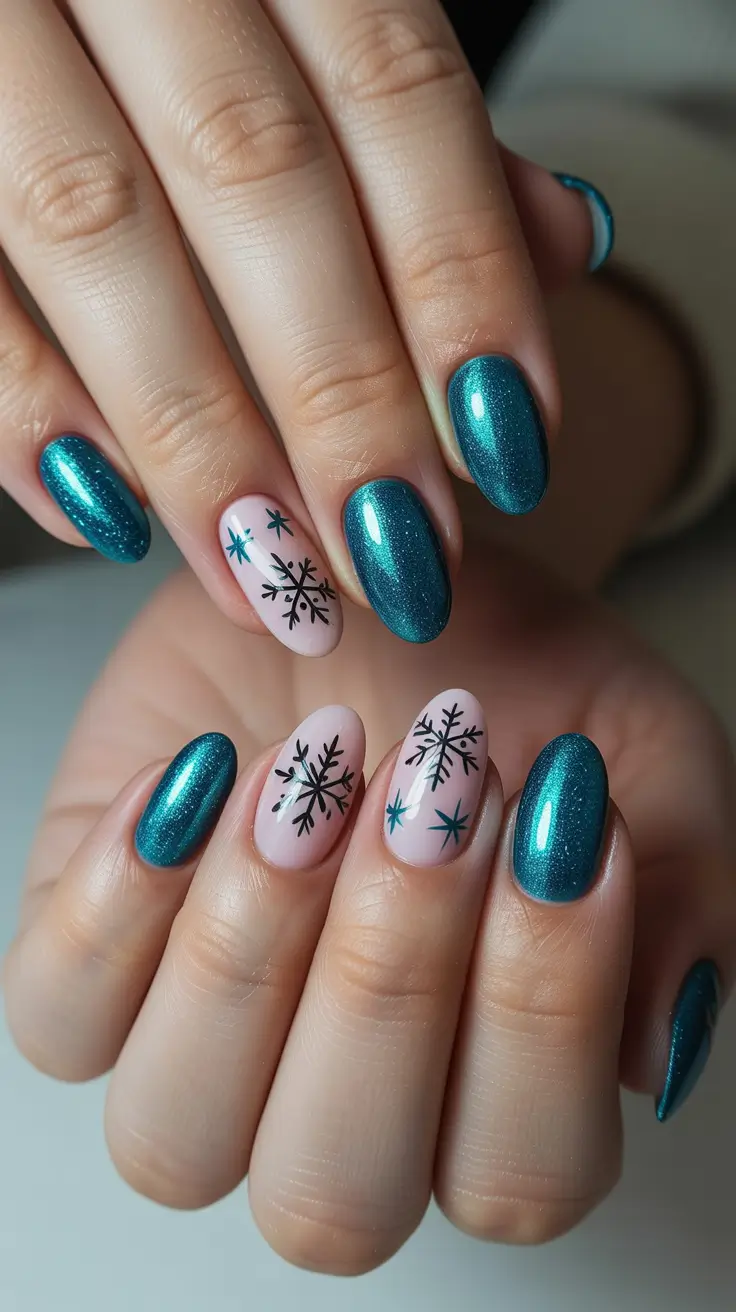 christmas nail designs 2025 Midnight Snow in Blue