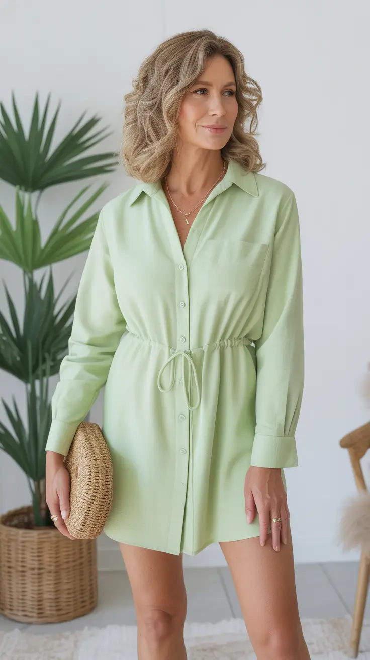 Best outfits for women over 50 in 2026 - Minty Fresh Shirt Dress for Light Summer Elegance