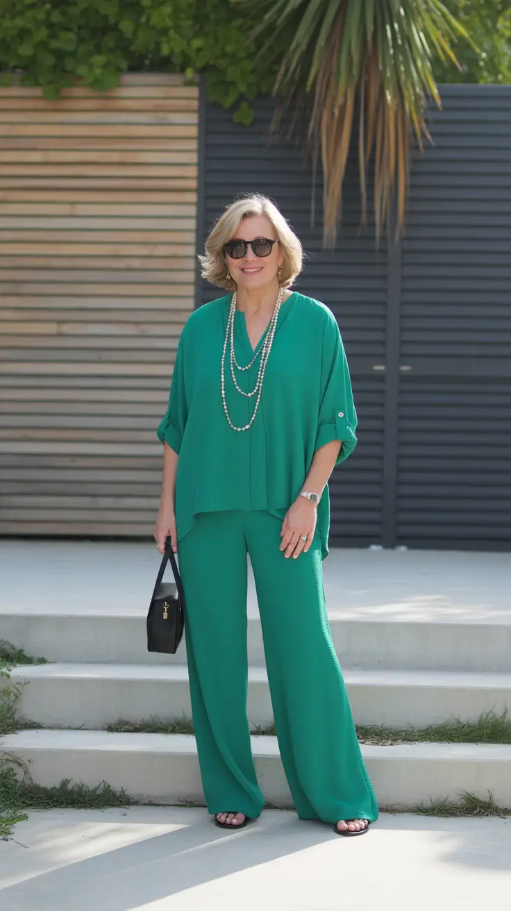 Best outfits for women over 50 in 2026 - Monochrome Boldness with Relaxed Drama