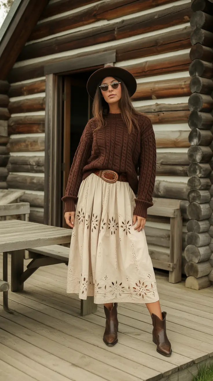 Best rodeo outfits 2026 Rustic Elegance in Knit and Lace