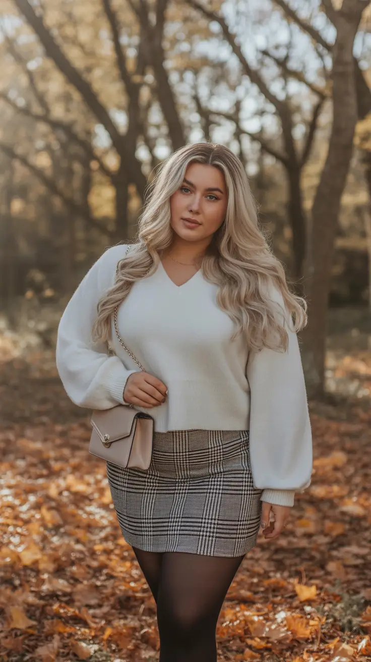 plus size outfits 2026 Autumn Charm in Sweater and Plaid