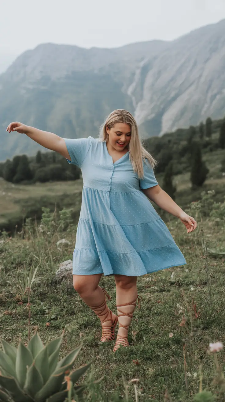 plus size outfits 2026 Soft Blue Whispers of Summer