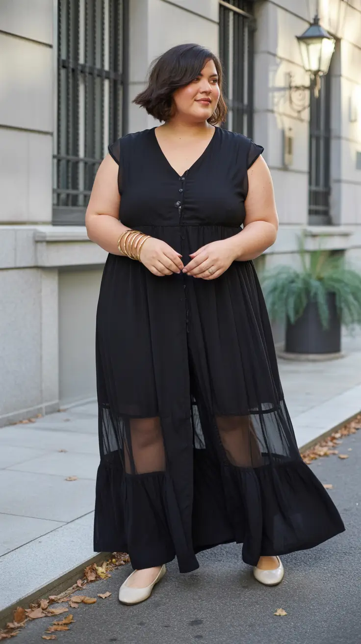 plus size outfits 2026 Black Sheer Confidence