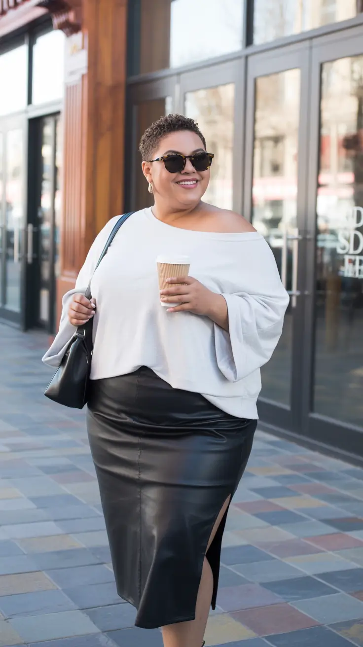 plus size outfits 2026 Urban Edge with Leather & Ease